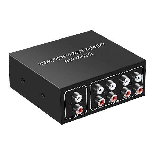 4 Ports Bi-direktionel R L RCA Audio Switcher Box Audio Rotary Switch Plug and Play Audio Splitter