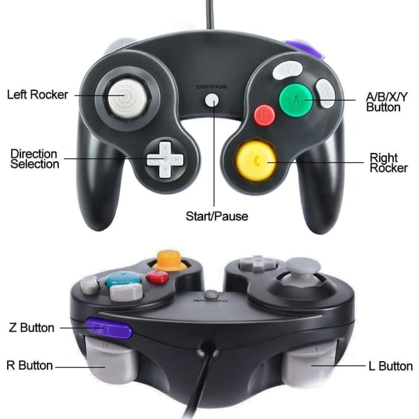 Gamecube Gamepad, 2-pak klassisk gamepad med vibrasjonsjoystick