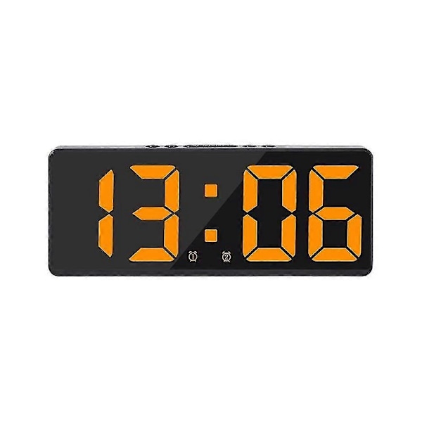 Smart Stor Digital Veggklokke Appkontroll Tid/Dato/&Lyd Aktiver & Nedtellingsfunksjon Trinnløs Lysstyrke & Volum Alarm Med Snooze Funksjon Yellow