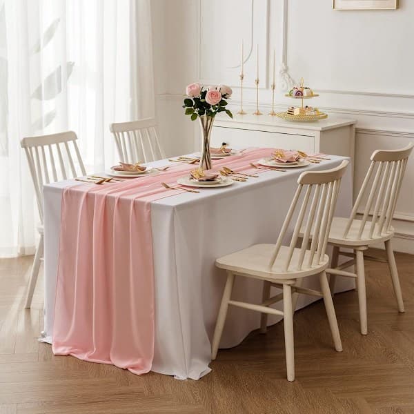 Bordløper tekstil og duk 75x300cm – lys rosa