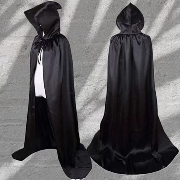 Halloween Kappe til Død, Vampyr, Heks, Festkostume til Voksne og Børn, Sort Kappe