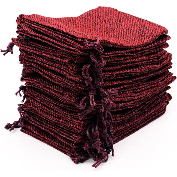 Röda 30 st 10x15cm Linnepåsar Återanvändbara Presentpåsar Dragkedjepåsar för Smycken Presenter Fest Födelsedag Jul W