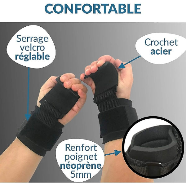 1:a handledslyftkrok - Stållyftkrok med halkfritt grepp - Lyftremmar, Styrketräning, Fitness, Crossfit, Viktlyftning - En