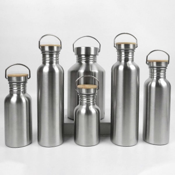 Vannflasker Gjenbrukbar Bred Munn Rustfritt Stål Sportsflaske for Voksne 750ml Plastic cap