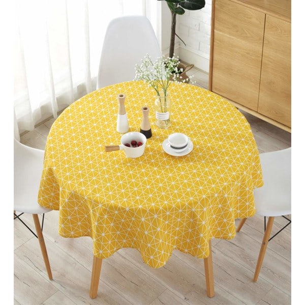 Pyöreä pöytäliina Puuvillapellava pöytäliinat Yksinkertainen twill-pöytäliina Pöytäliina Sopii kodin keittiön sisustukseen, useita kokoja yellow 150cm