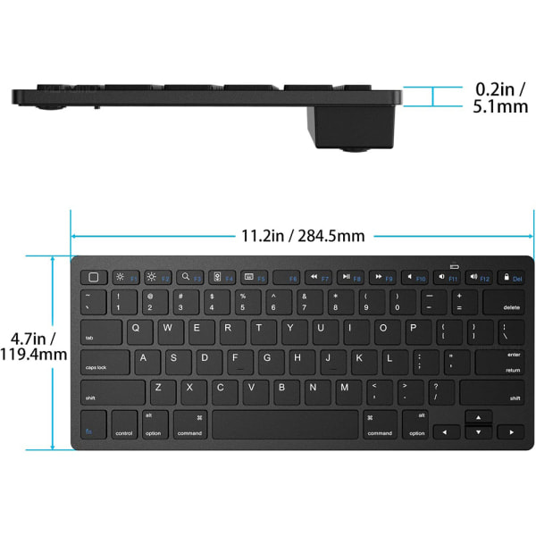 Trådløst tastatur, Bluetooth & USB-modtager, USB-C-stik,