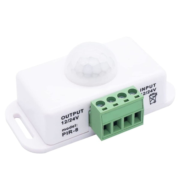 Dc 12v 24v Pir Rörelsesensor Funktionskontroll LED-strömbrytare Kropp Infraröd Strömbrytare Rörelsetimer Vit Vit
