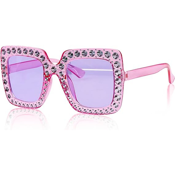 1 stk. solbriller med strass, firkantede unisex diamantbriller