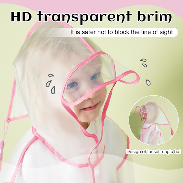 Pojkar Flickor Regn Poncho Transparent Huvad Regnkläder Söta Seriefigurer Lätt Utomhus Regnrock