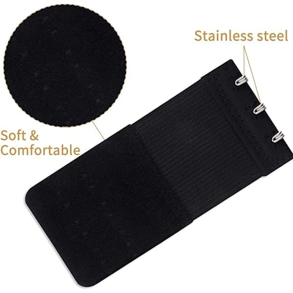 3-pack BH-förlängare för kvinnor 3 krokar 3 rader elastiska BH-förlängare elastiska BH-bandskrokar