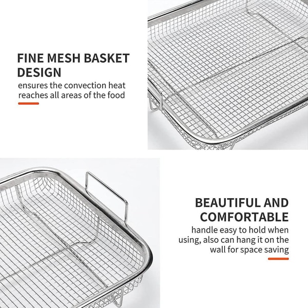 Air Fryer-kurv til ovn, grillkurv i rustfrit stål, non-stick mesh-kurv, Air Fryer-bakketråd