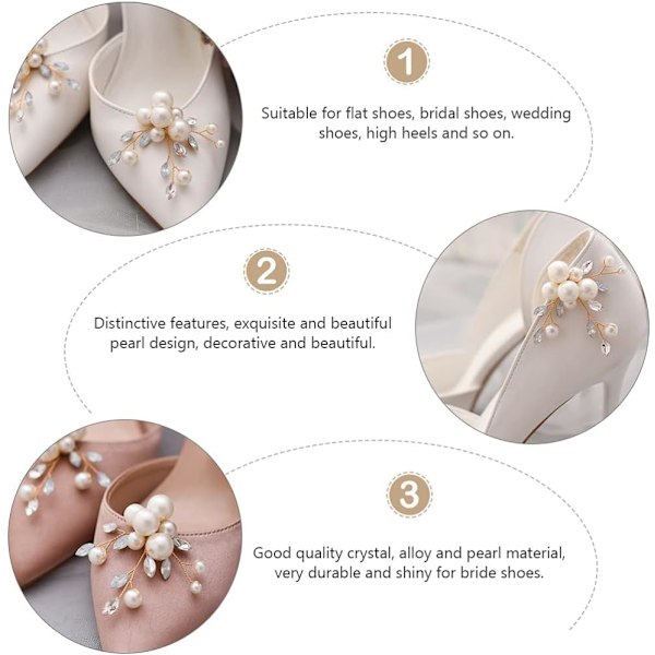 1 par bryllup perle sko klips perle sko spenne krystall rhinestone sko klips sko sjarm dekorasjoner