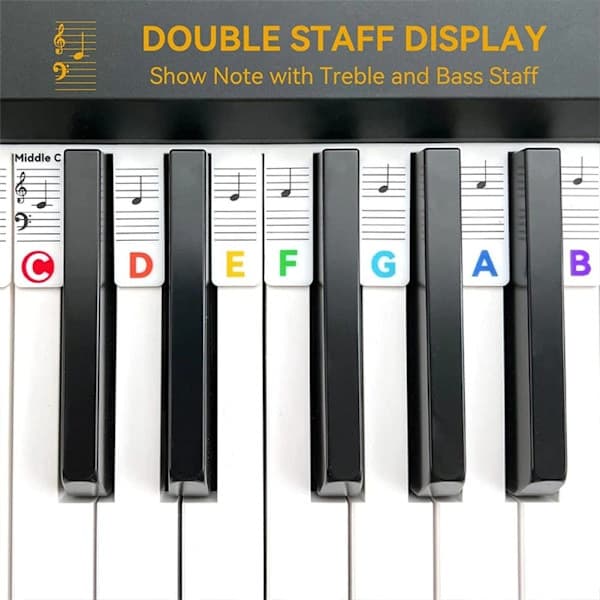 Avtagbara dekaler för piano och keyboard, 61 tangenter, MultiColor MultiColor MultiColor Flerfärgad MultiColor