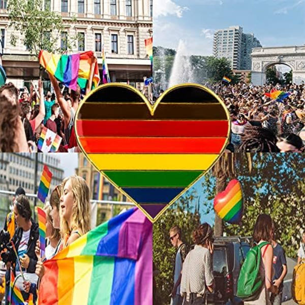 5-pack Bisexuell stolthet hjärtformad knappnålsbrosch pins flagga badge brosch märken Pack 5 Rainbow