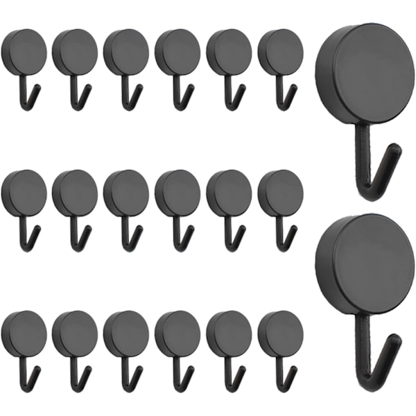 20 stk. sorte og hvite tunge selvklebende kroker, flyttbare veggkroker for bad, kjøkken, kontor, skap, glass Black