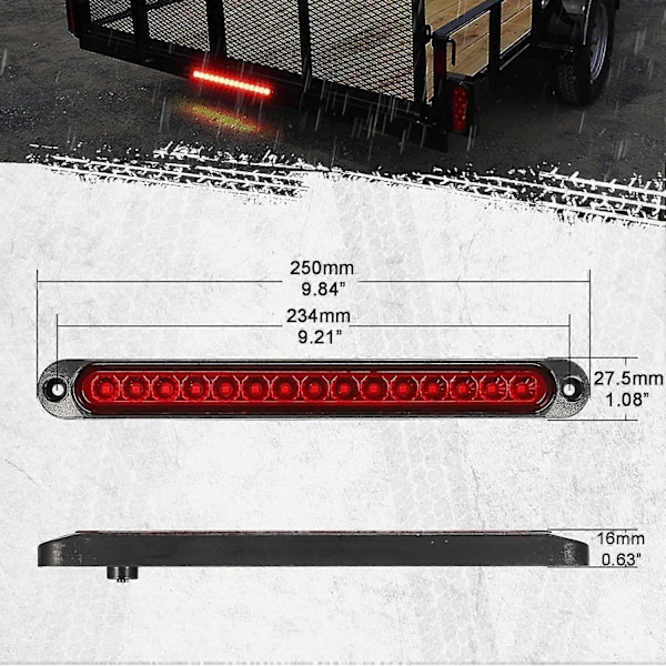 2 st 12V 15 LED Trailer Broms Baklykta Bar, Vattentäta Baklyktor, Körljus, Identifieringslampa För Offroad Lastbil Van Husbil Utv Atv