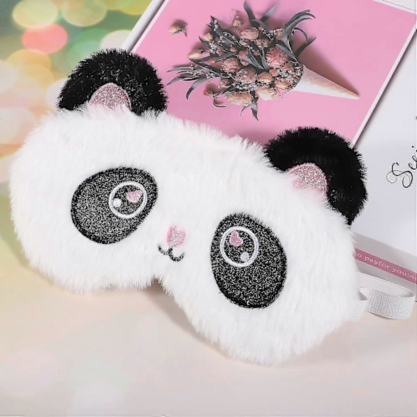 Dww-Sovmask för Barn, Söt och Rolig 3D Plysch Sovmask Tecknad Panda Sovmask, Ögonmask för Sömn