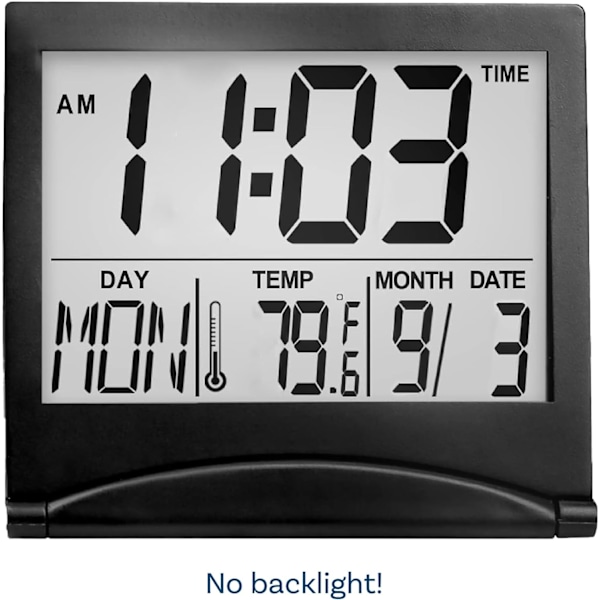 Digital Klokker LCD Reisevekker Sammenleggbar – Bordklokke – Digital Klokke med Dag, Dato og Temperatur Indikasjon