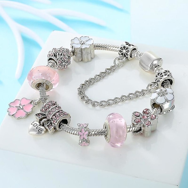 Charm Armband Mode Kvinnor Pärla DIY Pandora Stil Smycken 19