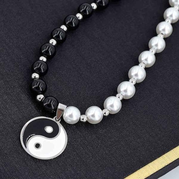 Goth Yin Yang -helminauha miehille ja naisille, mustavalkoiset helmet