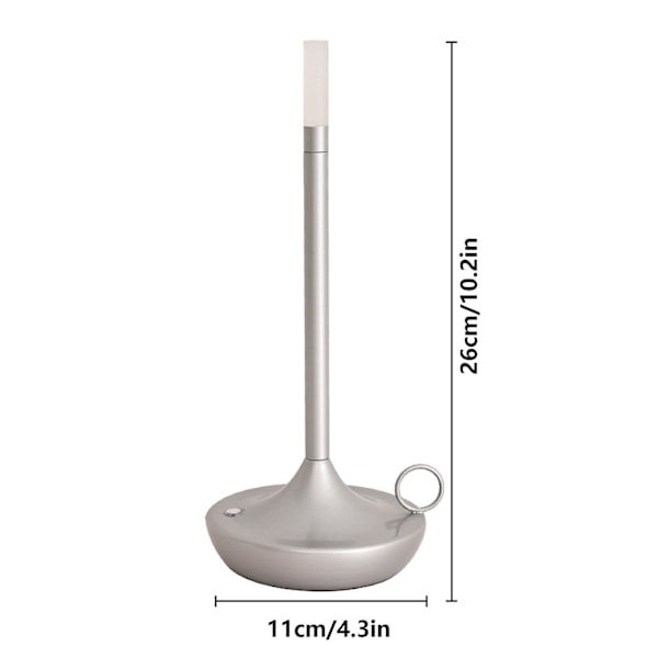 Bordlampe - Genopladelig Usb-c Trådløs Touch Lampe Camping Lys Multifarvet Silver