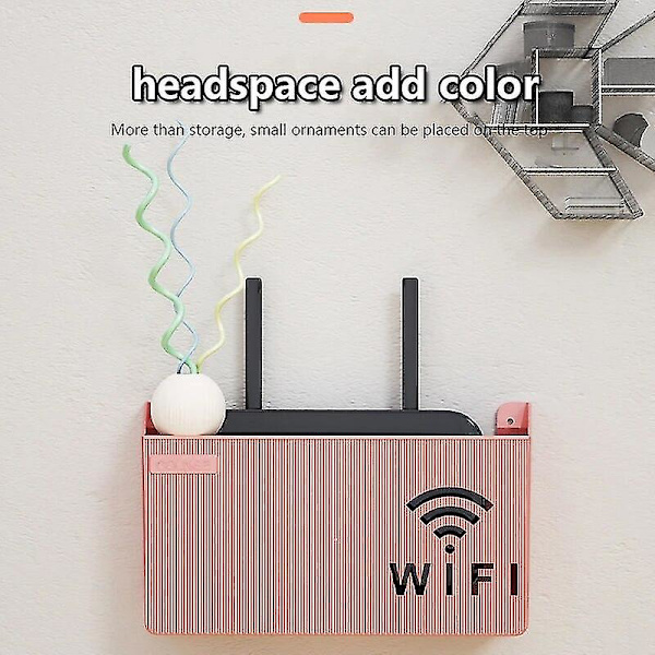 Trådlös Wifi Router Hylla Förvaringslåda Väggmontering Abs Plast Organizer Låda Kabel Ström Fäste Organizer Låda Hemförvaring Black