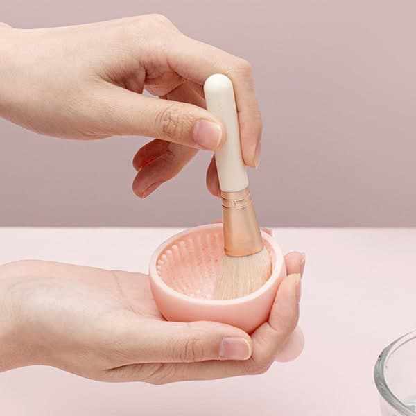Silikon Makeup Brush Cleaner Bowl Foundation Makeup Brush Scru Pink