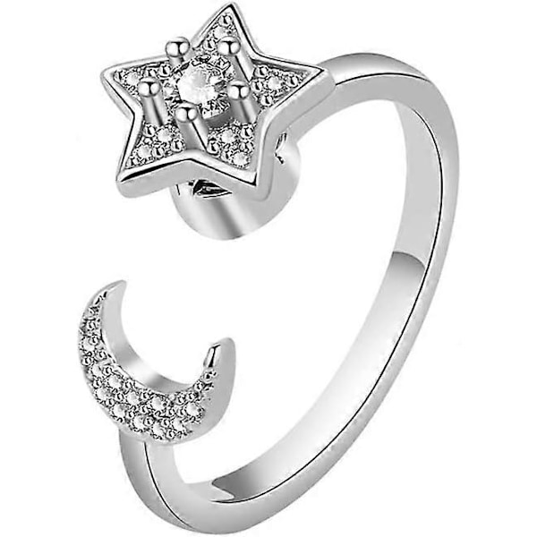 Anti-ångestringar för kvinnor, justerbar öppning, fidget spinner-ringar, kubisk zirkonia blomringar, spinner-ring set