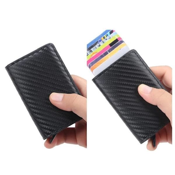Carbon RFID - NFC Skydd Plånbok Korthållare 6st Kort Svart one size