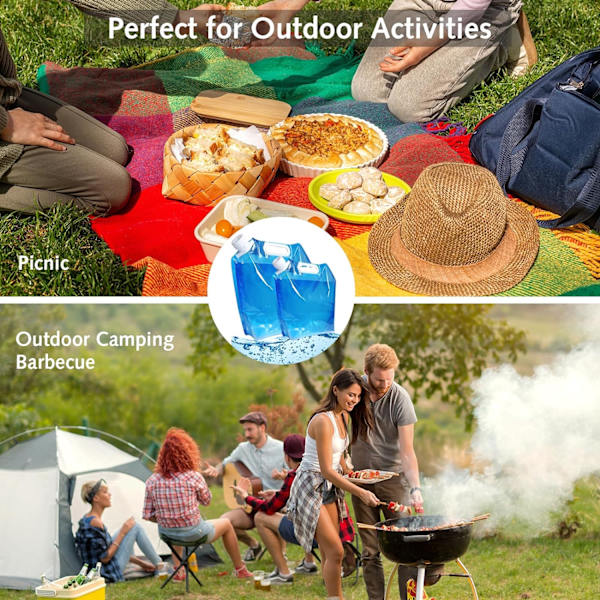 2-pack 10L+5L hopfällbar dricksvattenbehållare förvaringspåse för camping vandring picknick BBQ (blå)