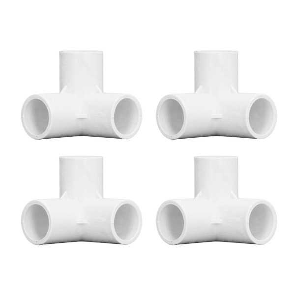 3-suuntainen PVC-muovinen suorakulmainen T-kulmaliitin, 20 mm:n sisähalkaisija - 10 kpl pakkaus, valkoinen