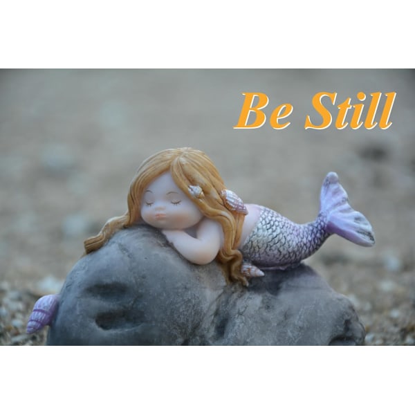 Miniature Have Statue af Havfrue - Drømme Havfrue Dreaming Mermaid on Rock