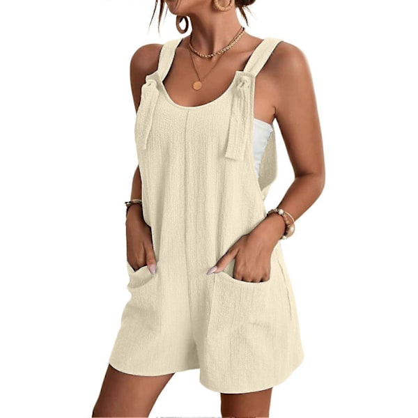 Solid Hängselbyxor Lös Shorts Jumpsuit Personlig Cool Stil Hudvänliga Shorts För Vardagsbruk Semester Shopping Semester Apricot XL