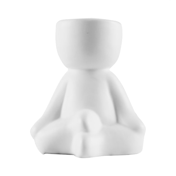 Menneskeformet keramisk blomsterkrukke Keramisk håndværk Sukkulent blomsterkrukke Hjemmekontor dekorationer White Meditation