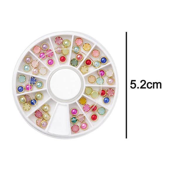 6 æsker guld metal neglekunst nitter glod negle charms mix farverige perler 3D negle juveler dekoration