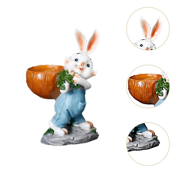 Påskhare Staty Blomkruka Balkongdekoration för Utomhusdekor Mångsidig Vit White 16.7cmx11.5cmx25cm