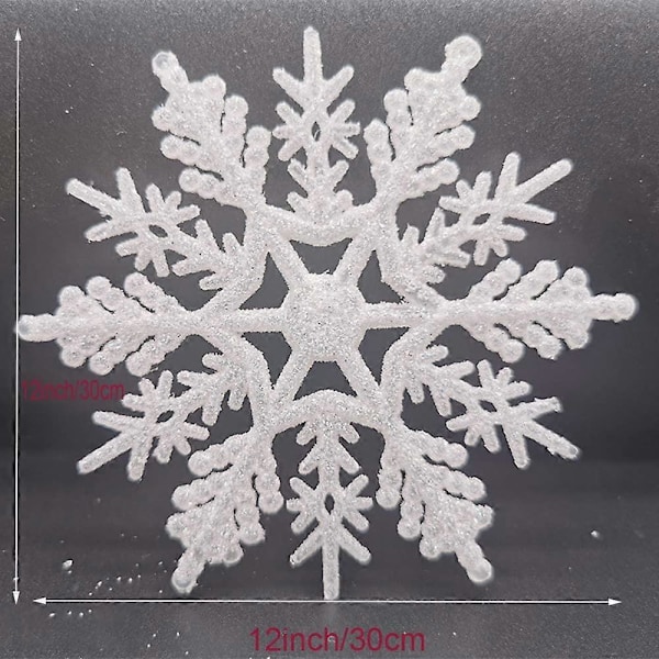 Piao Store Stort Sæt Snefnug (5 stk) Hvide Glitrende Snefnug 12 cm Julepynt Hængende Ornamenter Vindue Dekoration Vinter Udendørs Dekorationer$Snefnug