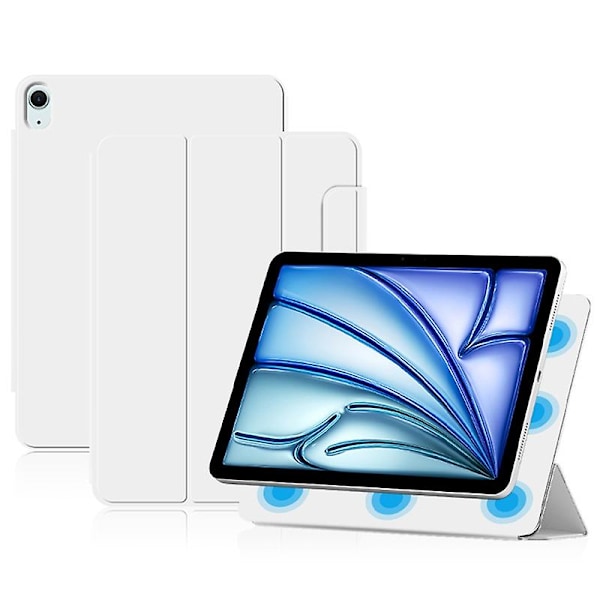 Stativtaske til iPad Air 13 (2024) (M2) - Stødsikker Magnetisk PU Læder Flip Tablet Cover - Hvid Multicolor White