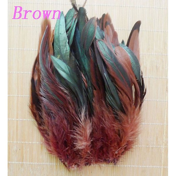 50 stk Naturlige Hanehale Fjer 13-18cm Hanefjer Sorte Fjer Til Karneval Halloween Julehåndværk Dekoration brown