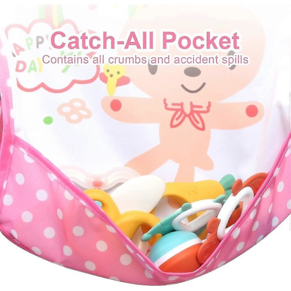 5-pack Långärmade Bebis-Släpkläder, Vattentäta Ärmar, Småbarns-Släpkläder för 6-36 Månader 4pcs-pink Yellow Closure-6-36 months