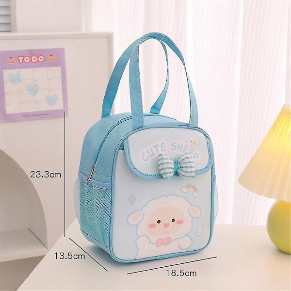 Kawaii Lounaslaukku Tytöille Söpö Lounasrasia Eristetty Laukku Uudelleenkäytettävä Kassi Kuumaan Tai Kylmään Työhön Beige