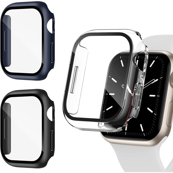 3-pak Kompatibel med Apple Watch Series 8/10 Skærmbeskytter Sort+Klar+Blå 41mm