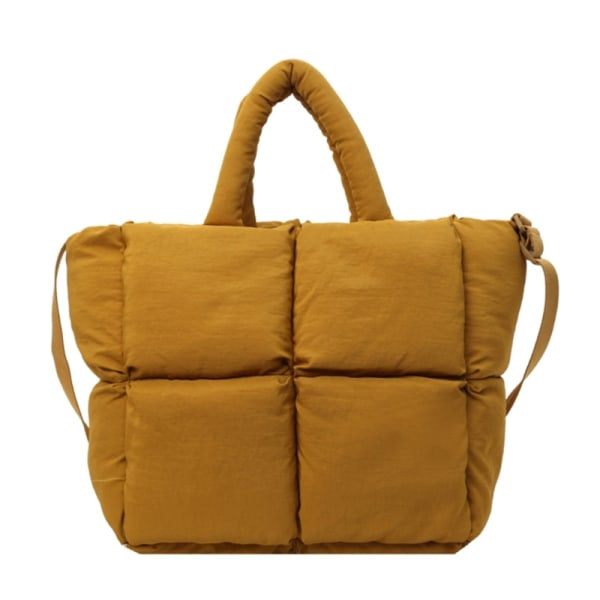 Stor håndveske i quiltet design, skulderveske. Hold orden enkelt for kvinner Yellow