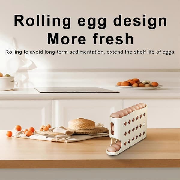 Slide Egg Oppbevaringsboks, Eggholderdispenser, Automatisk Eggoppbevaring, 4 Lag Egg Organizer Egg Oppbevaringsbeholder
