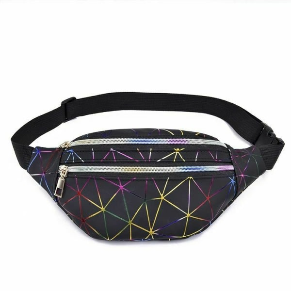 Fanny pack viileällä sateenkaarikuviolla Musta