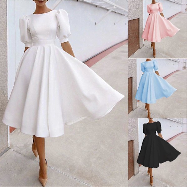 Dam Mode Sommar Halv Ärm Casual Sexig Klänning Plus Size Lös Elegant Fest Kväll Klubb Klänningar för Damer pink M