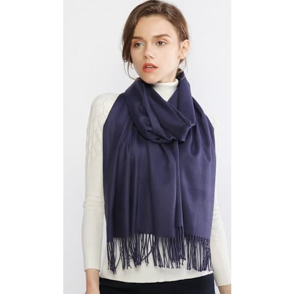 Skjerf, pashmina-sjal og omslag for kvinner, bryllupssjal for kvinner, vinter Navy