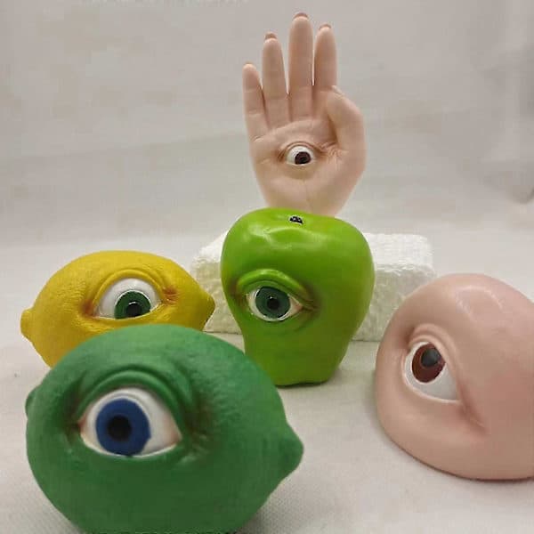 Frukt med läskiga ögon Halloween-dekorationsprydnader (Set med 4)