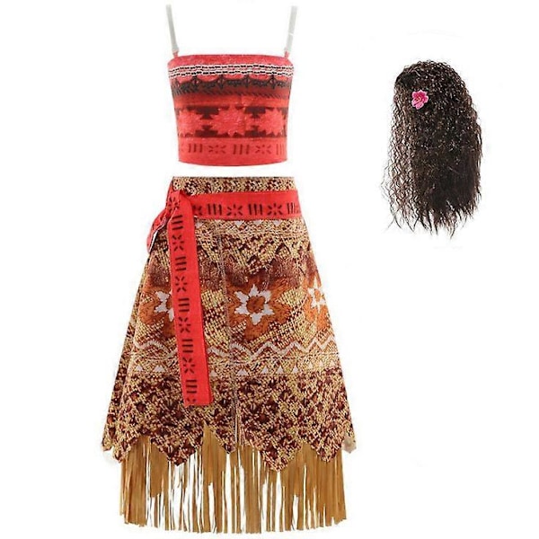 Princessan Vaiana Cosplay för Flickor Halloween Maskerad Karneval Party Kostym With wig 160