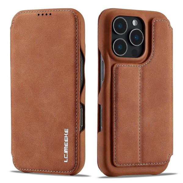 LC.IMEEKE Deksel til iPhone 16 Pro Max med Kortholder, Stativ og Lærdeksel Multicolor Style C